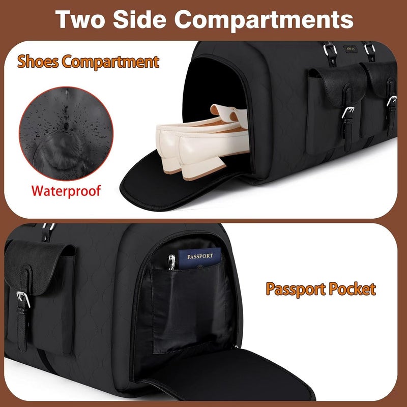 ITIEZY Garment Duffel Bag for Travel - Convertible Carry on Garment Duffel Travel Bag for Women Men Large Weekender Bag with Shoes Pouch 2 in 1 Hanging Suit Travel Duffel Bag 3pcs Set - Image 4